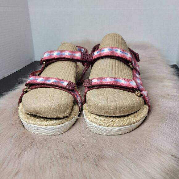 Tory Burch Sonda Flat Espadrille Hippie Tye Dye Leather Strappy Sandals Size 8 - Picture 2 of 9